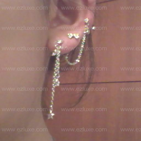 Mini Star Two Pin Asymmetric Earrings - Image 3