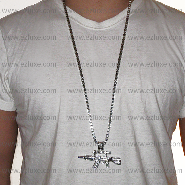 Rifle Gun Rhodium Necklace - Image 8