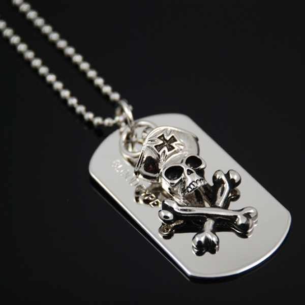 Skull dog tag necklace store